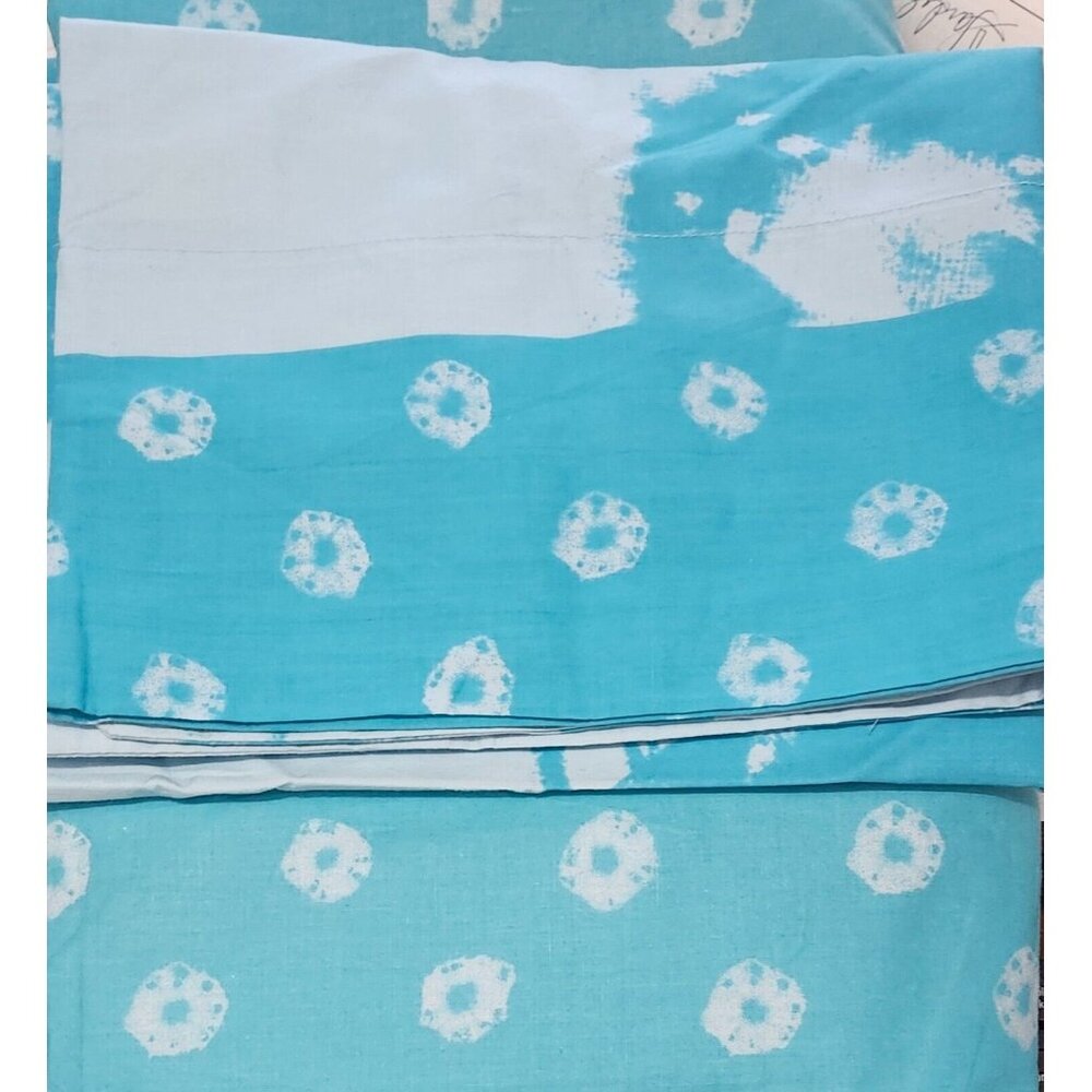 Teal Twin Flat Sheet and Pillowcase DYR Cotton Unused EXCELLENT